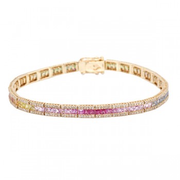 Princess Cut Rainbow Tennis Bracelet