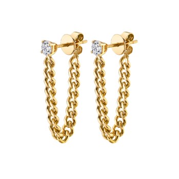 ROUND DIAMOND CUBAN LINK LOOP EARRING