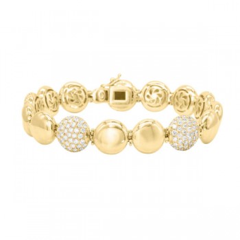 Pave Diamond Puffy Disc Bracelet
