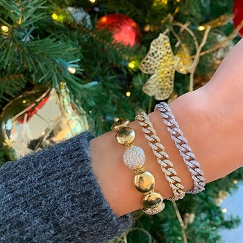 Pave Diamond Puffy Disc Bracelet