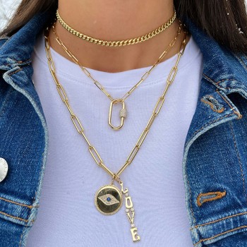 18k Gold Paperclip Link Necklace