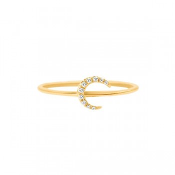 Tiny Diamond Moon Ring
