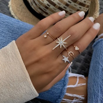 Tiny Diamond Moon Ring