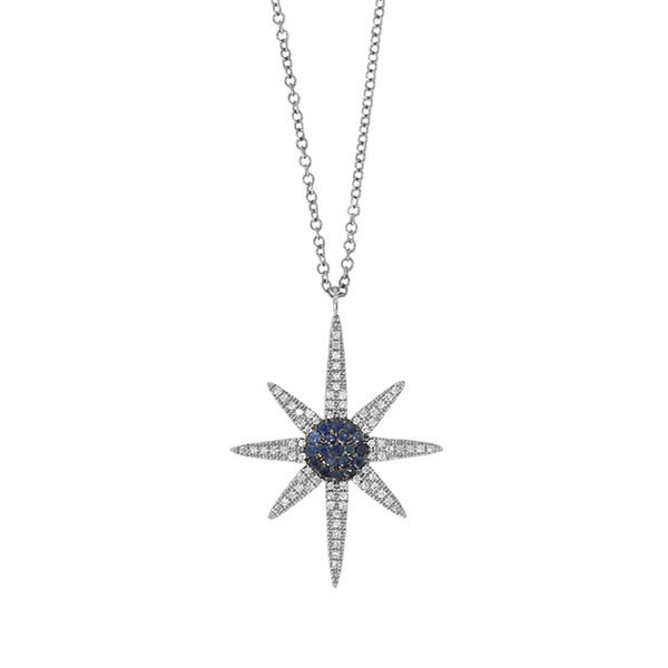 Blue Sapphire Starburst Necklace
