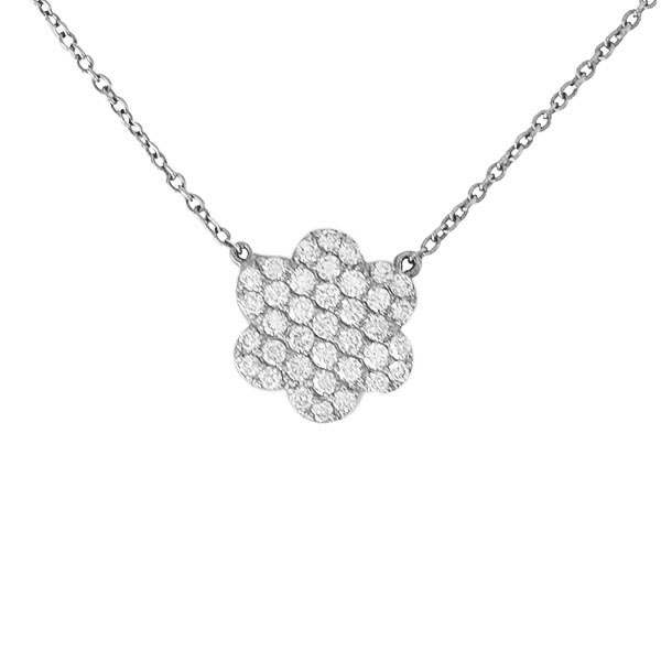 Diamond Flower Pave Necklace