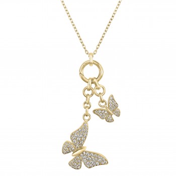 Double Butterfly Diamond Necklace