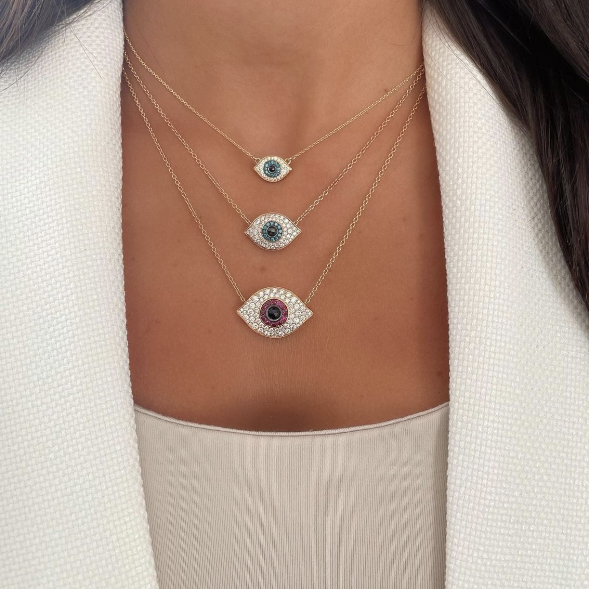 Buy Round Evil Eye Rose Gold Pendant Necklace - Brantashop