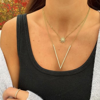 Large Diamond V Necklace