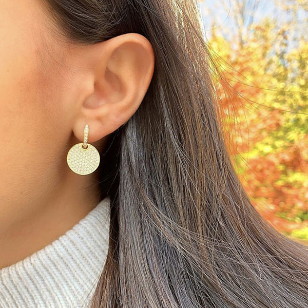Bassano Jewelry Medium Hanging Disc Earrings