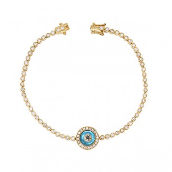 Single Eye Diamond Halo Tennis Bracelet