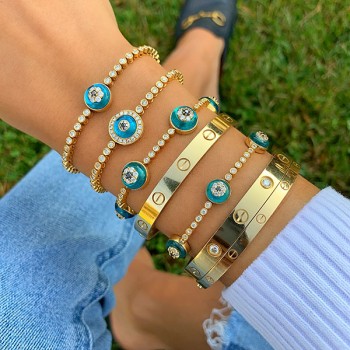 Single Eye Diamond Halo Tennis Bracelet