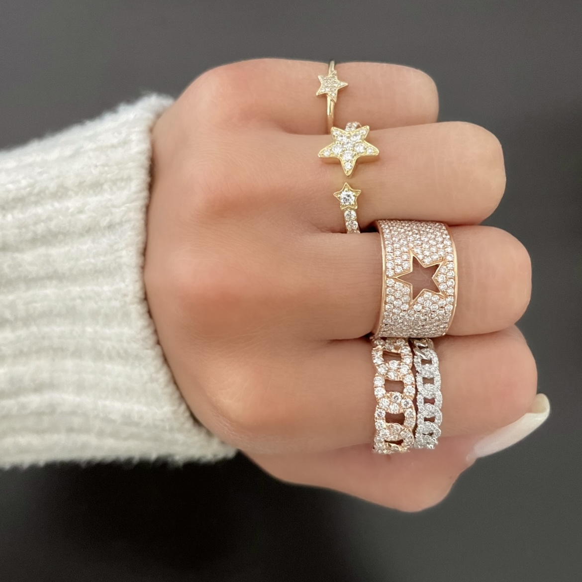 Bassano Jewelry Double Star Ring