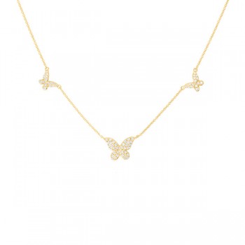 Diamond Triple Butterfly Necklace