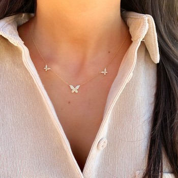 Diamond Triple Butterfly Necklace