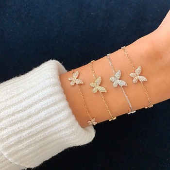 18k Diamond Triple Butterfly Bracelet