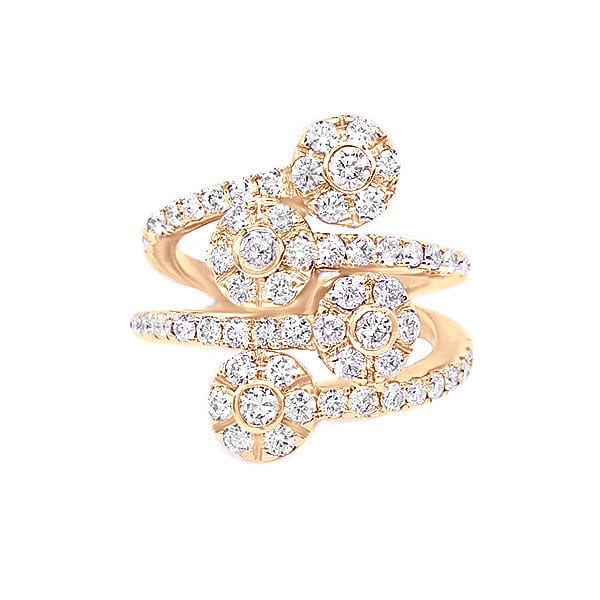 Diamond Criss Cross Flower Ring x4