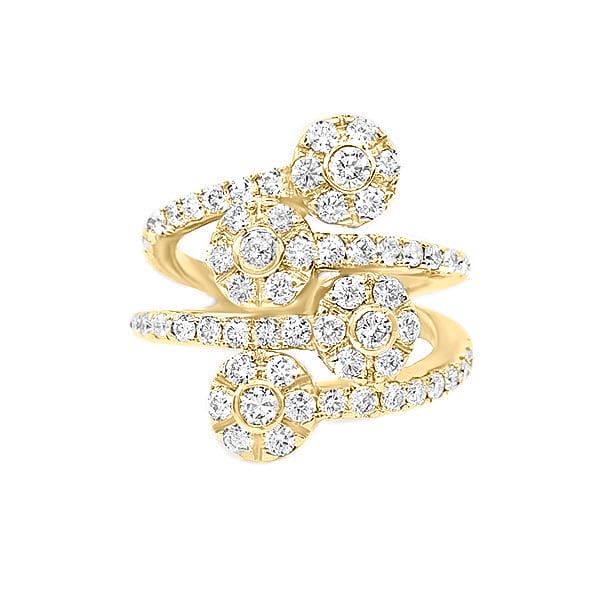 Diamond Criss Cross Flower Ring x4