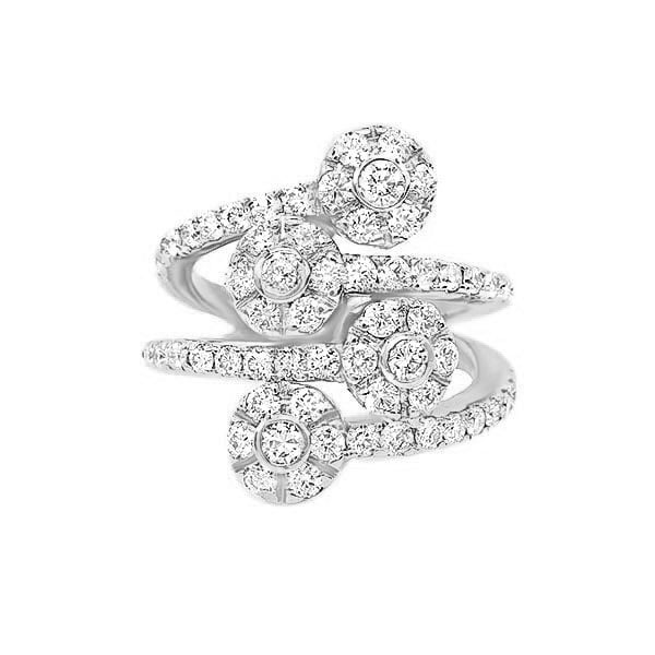 Diamond Criss Cross Flower Ring x4