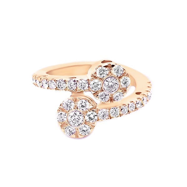 Diamond Criss Cross Flower Ring