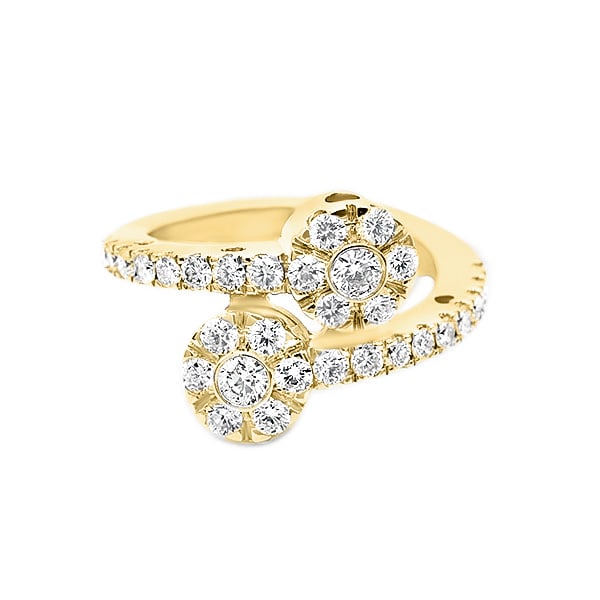 Diamond Criss Cross Flower Ring