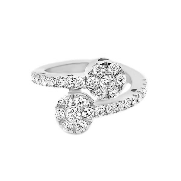 Diamond Criss Cross Flower Ring