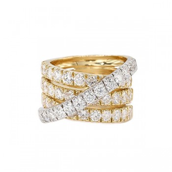 Four Row Diamond Criss Cross Ring