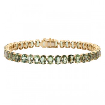 Oval Cut Green Sapphire Tennis Bracelet