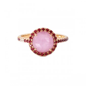 Rose Quartz Ruby Ring