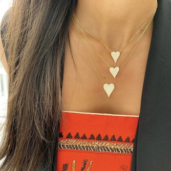 Medium Pave Heart Necklace