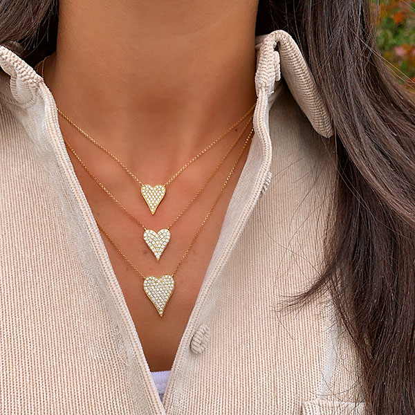 Gold pave heart necklace clearance