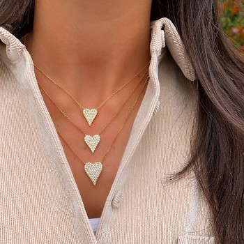 Large Pave Heart Necklace