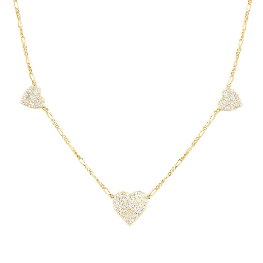 Triple Pave Heart Necklace